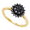 Image 1 : 0.45 CTW Black Color Diamond Cluster Ring 10KT Yellow Gold - REF-22F4N