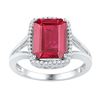 Image 1 : 4.65 CTW Emerald Created Ruby Solitaire Diamond Ring 10KT White Gold - REF-30M2H
