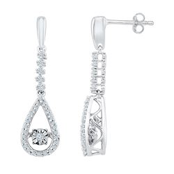 0.22 CTW Diamond Teardrop Dangle Earrings 10KT White Gold - REF-30W2K