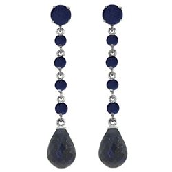 Genuine 31.6 ctw Sapphire Earrings Jewelry 14KT White Gold - REF-55M2T