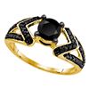 Image 1 : 1.03 CTW Black Color Diamond Solitaire Bridal Ring 10KT Yellow Gold - REF-30H2M