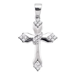 0.18 CTW Diamond Cross Crucifix Pendant 10KT White Gold - REF-22K4W