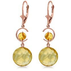 Genuine 11.60 ctw Citrine Earrings Jewelry 14KT Rose Gold - REF-47N5R