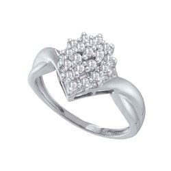 0.25 CTW Prong-set Diamond Oval Cluster Ring 10KT White Gold - REF-20W9K