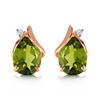 Image 1 : Genuine 4.26 ctw Peridot & Diamond Earrings Jewelry 14KT Rose Gold - REF-46K2V