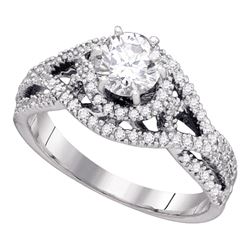0.88 CTW Diamond Woven Openwork Bridal Wedding Engagement Ring 14K White Gold - REF-142F4N