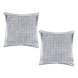 2.01 CTW Diamond Square Kite Cluster Screwback Earrings 10KT White Gold - REF-134W9K