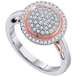 0.25 CTW Pave-set Diamond Circle Cluster Ring 10KT Two-tone Gold - REF-30K2W