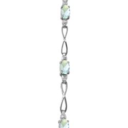 Genuine 1.16 ctw Aquamarine & Diamond Bracelet Jewelry 14KT White Gold - REF-65Z3N