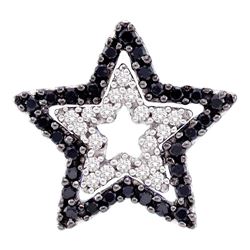0.33 CTW Black Color Diamond Star Cutout Pendant 10KT White Gold - REF-24N2F