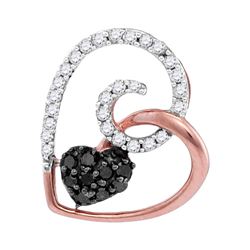 0.25 CTW Black Color Diamond Heart Love Pendant 10KT Rose Gold - REF-14H9M