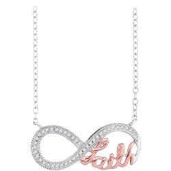 0.10 CTW Pink 2-tone Diamond Infinity Pendant 10KT White Gold - REF-18W2K