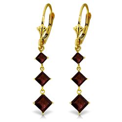 Genuine 4.79 ctw Garnet Earrings Jewelry 14KT Yellow Gold - REF-50Z2N