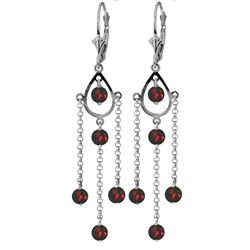 Genuine 3 ctw Garnet Earrings Jewelry 14KT White Gold - REF-48M9T