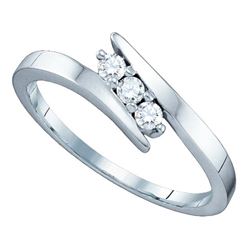 0.15 CTW 3-Stone Diamond Bridal Wedding Engagement Ring 14k White Gold - REF-30W2K