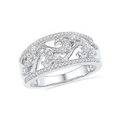 0.33 CTW Diamond Filigree Ring 10KT White Gold - REF-32W9K
