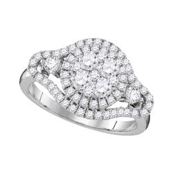 1.19 CTW Diamond Cluster Halo Bridal Engagement Ring 10KT White Gold - REF-139F5N