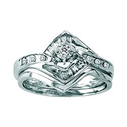 0.25 CTW Diamond Bridal Wedding Engagement Ring 14KT White Gold - REF-44H9M