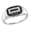 Image 1 : 0.27 CTW Mens Black Color Diamond Rectangle Cluster Ring 10KT White Gold - REF-30F2N