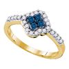 Image 1 : 0.40 CTW Blue Color Diamond Cluster Ring 10KT Yellow Gold - REF-26M9H