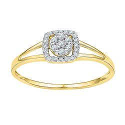 0.10 CTW Diamond Square Cluster Ring 10KT Yellow Gold - REF-10N5F