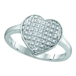 0.25 CTW Diamond Heart Ring 10KT White Gold - REF-18K2W