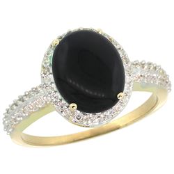 Natural 2.56 ctw Onyx & Diamond Engagement Ring 10K Yellow Gold - REF-30K5R