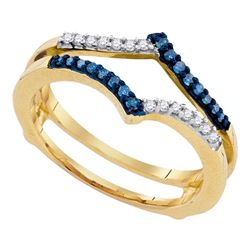 0.20 CTW Blue Color Diamond Ring 10KT Yellow Gold - REF-19M4H