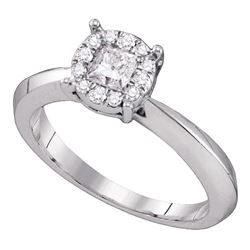 0.51 CTW Princess Diamond Cluster Bridal Engagement Ring 14KT White Gold - REF-101W9K