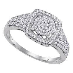 0.33 CTW Diamond Square Cluster Ring 10KT White Gold - REF-30W2K