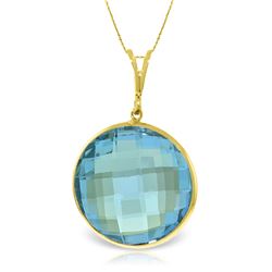 Genuine 23 ctw Blue Topaz Necklace Jewelry 14KT Yellow Gold - REF-61A5K