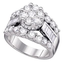 2.99 CTW Diamond Cluster Bridal Engagement Ring 14KT White Gold - REF-322F3N