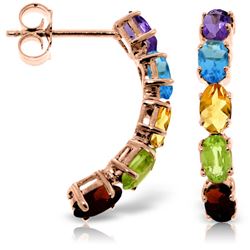 Genuine 2.5 ctw Multi-gemstone Earrings Jewelry 14KT Rose Gold - REF-37Y4F