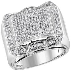 0.66 CTW Mens Diamond Symmetrical Domed Cluster Ring 10KT White Gold - REF-59N9F