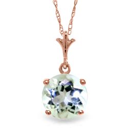 Genuine 1.15 ctw Aquamarine Necklace Jewelry 14KT Rose Gold - REF-22F8Z