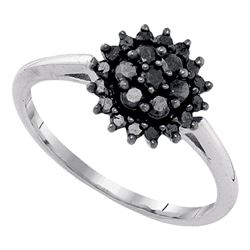 0.45 CTW Black Color Diamond Cluster Ring 10KT White Gold - REF-22F4N