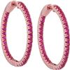 Image 1 : 1.75 CTW Ruby Hoop Earrings 14KT Rose Gold - REF-89M9H