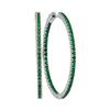 Image 1 : 3 CTW Emerald Large Slender In/Out Hoop Earrings 14KT White Gold - REF-134Y9X