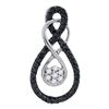 Image 1 : 0.26 CTW Black Color Diamond Double Infinity Cluster Pendant 10KT White Gold - REF-13Y4X