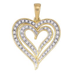 0.25 CTW Diamond Heart Love Pendant 10KT Yellow Gold - REF-18K2W