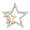 Image 1 : 0.15 CTW Diamond Double Star Outline Pendant 10KT Two-tone Gold - REF-14M9H