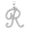 Image 1 : 0.17 CTW Diamond Cursive Letter R Pendant 10KT White Gold - REF-14W9K
