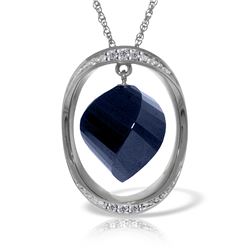 Genuine 15.35 ctw Sapphire & Diamond Necklace Jewelry 14KT White Gold - REF-124K2V