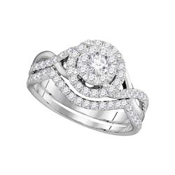 0.88 CTW Diamond Bridal Wedding Engagement Ring 14k White Gold - REF-89M9H