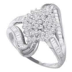 0.52 CTW Diamond Cluster Swirl Shank Ring 10KT White Gold - REF-34H4M