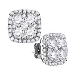2.6 CTW Diamond Square Cluster Earrings 10KT White Gold - REF-299Y5X