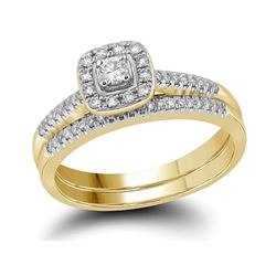 0.32 CTW Princess Diamond Square Halo Bridal Engagement Ring 10KT Yellow Gold - REF-44X9Y