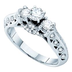 0.75 CTW Diamond 3-stone Bridal Engagement Ring 14KT White Gold - REF-134F9N