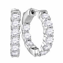 3.85 CTW Diamond Hoop Earrings 14KT White Gold - REF-750Y2X
