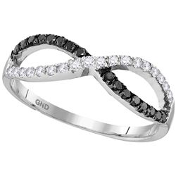 0.35 CTW Black Color Diamond Infinity Ring 10KT White Gold - REF-26N3F